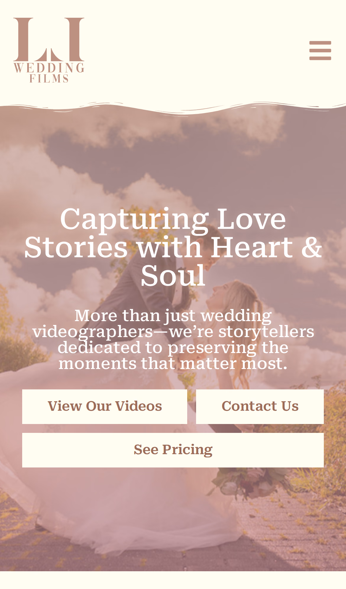Love Letter Wedding Films about us page (mobile)